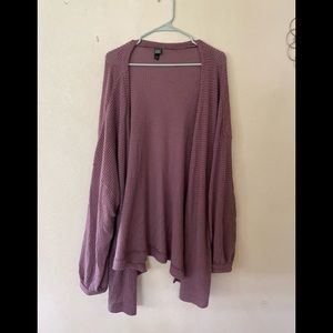 purple cardigan